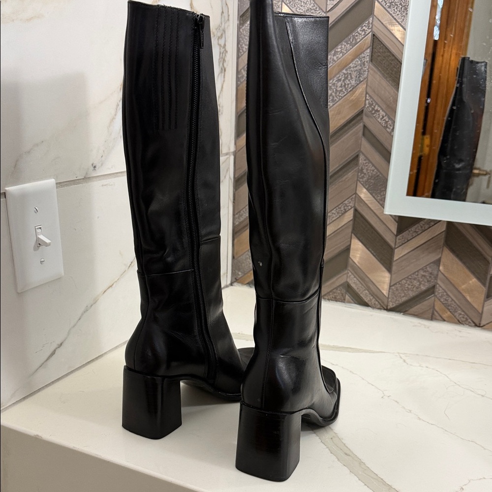 Connie Black Leather Boots - Picture 3 of 7